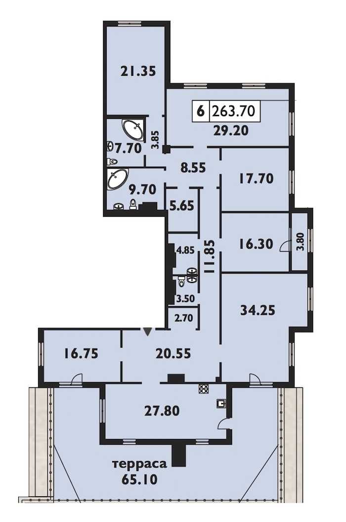Шестикомнатная квартира в : площадь 265.6 м2 , этаж: 8 – купить в Санкт-Петербурге